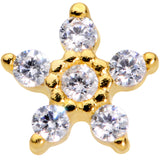 18G 7mm Clear CZ Gem Gold Tone Tiny Flower L Shaped Nose Ring