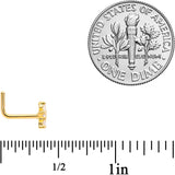 18G 7mm Clear CZ Gem Gold Tone Tiny Flower L Shaped Nose Ring