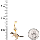 Clear Black Gem Gold Tone Decadent Dinosaur Dangle Belly Ring