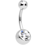 Clear CZ Gem Gold Tone Moon Belly Ring Set of 4