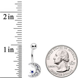 Clear CZ Gem Gold Tone Moon Belly Ring Set of 4