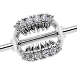 14G Clear CZ Gem Scary Monster Fangs Industrial Barbell 38mm