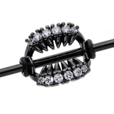 14G Clear CZ Gem Black Monster Fangs Industrial Barbell 38mm
