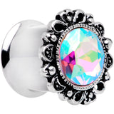 Aurora Gem Filigree Flower Double Flare Plug Set 2G to 1 Inch