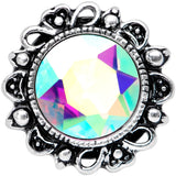 Aurora Gem Filigree Flower Double Flare Plug Set 2G to 1 Inch