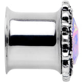 Aurora Gem Filigree Flower Double Flare Plug Set 2G to 1 Inch