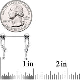 14G 9/16 Skull Safety Pin Dangle Barbell Nipple Ring Set