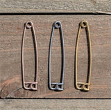 14G Gold Tone Punk Rock Safety Pin Industrial Barbell 38mm