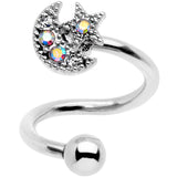 14G 3/8 Stainless Steel Moon Star Spiral Twister Belly Ring