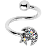 14G 3/8 Stainless Steel Moon Star Spiral Twister Belly Ring