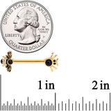14G 9/16 Black Gem Gold Tone Bee Spider Barbell Nipple Ring Set