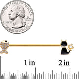 14G Clear Gem Gold Tone Cat Fish Industrial Barbell 38mm