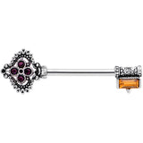14G 9/16  Red Brown Gem Kings Key Barbell Nipple Ring Set