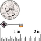 14G 9/16  Red Brown Gem Kings Key Barbell Nipple Ring Set