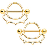 14G 9/16 Gold Tone Outer Space UFO Nipple Shield Set