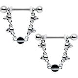 14G 9/16 Black Planet Saturn Alien Dangle Barbell Nipple Ring Set