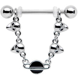 14G 9/16 Black Planet Saturn Alien Dangle Barbell Nipple Ring Set