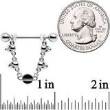 14G 9/16 Black Planet Saturn Alien Dangle Barbell Nipple Ring Set