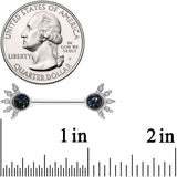 14G 9/16 Clear Gem Blue Faux Druzy Crest Barbell Nipple Ring Set