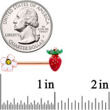 14G 9/16 Yellow Gem Rose Gold Tone Strawberry Nipple Ring Set