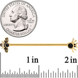 14G Clear Black Gem Gold Tone Bug Out Bee Insect Industrial Barbell 38mm