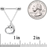 14G 5/8 Clear Gem Unicorn Heart Dangle Barbell Nipple Ring Set