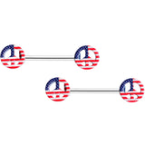 14G 9/16 USA American Flag Peace Sign Barbell Nipple Ring Set