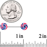 14G 9/16 Red Blue Candy Swirl Barbell Nipple Ring Set
