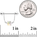 14G 5/8 Clear Gem Cube Dangle Nipple Ring Set