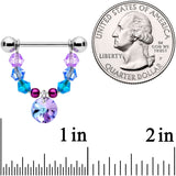 14G 5/8 Blue Purple Gem Disc Nipple Ring Set