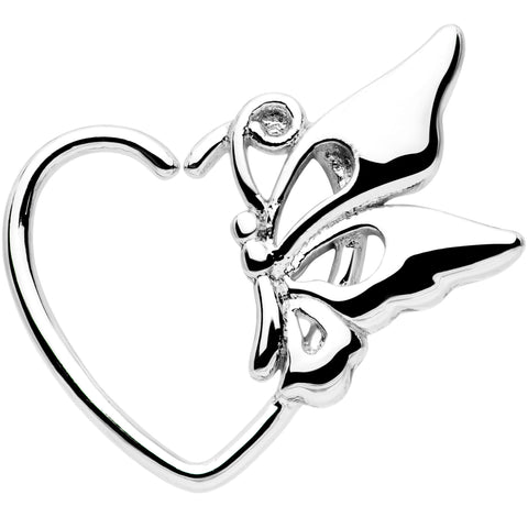 18G 3/8 Butterfly Heart Left Ear Closure Ring