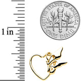 18G 3/8 Gold Tone Butterfly Heart Left Ear Closure Ring