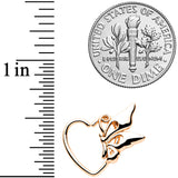 18G 3/8 Rose Gold Tone Butterfly Heart Left Ear Closure Ring