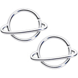 14G 1/2 Ring of Saturn Planet Nipple Ring Set