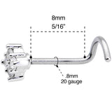 20G 5/16 Clear CZ Gem Princess Nose Screw