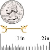 14G 9/16 Clear Gem Gold Tone Toothy Shark Barbell Nipple Ring Set