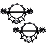14G 9/16 Clear Gem Black Spider Web Nipple Shield Set