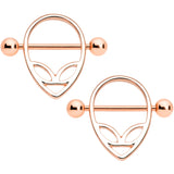 14G 9/16 Rose Gold Tone UFO Alien Nipple Shield Set