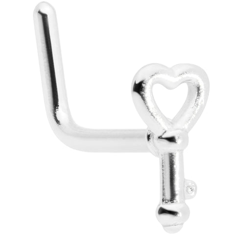 20G 5/16 Key to Your Heart L Shaped Nose Ring