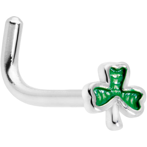 18G 5/16 St Patricks Day Shamrock L Shaped Nose Ring