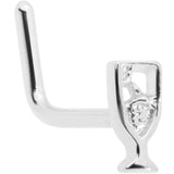 20G 1/4 New Years Champagne L Shaped Nose Ring