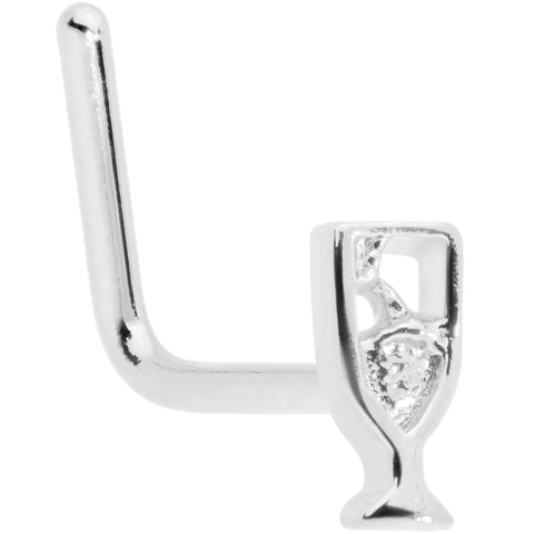 22G 5/16 New Years Champagne L Shaped Nose Ring