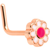 20G 5/16 Rose Gold Tone Spring Flower L Shaped Nose Ring