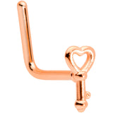22G 5/16 Rose Gold Tone Key to Your Heart L Shaped Nose Ring