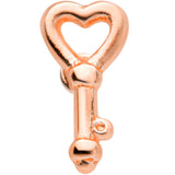 22G 5/16 Rose Gold Tone Key to Your Heart L Shaped Nose Ring