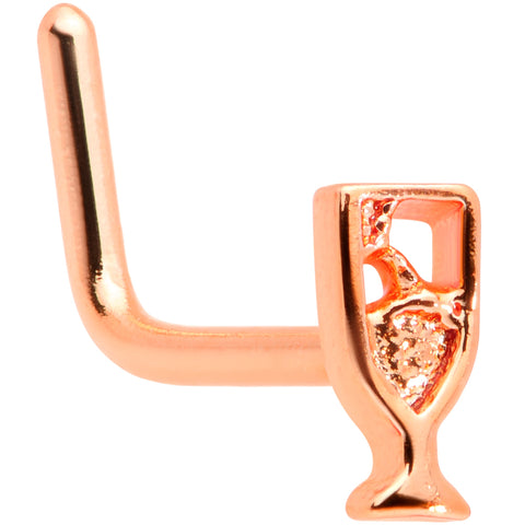 20G 1/4 Rose Gold Tone New Years Champagne L Shaped Nose Ring