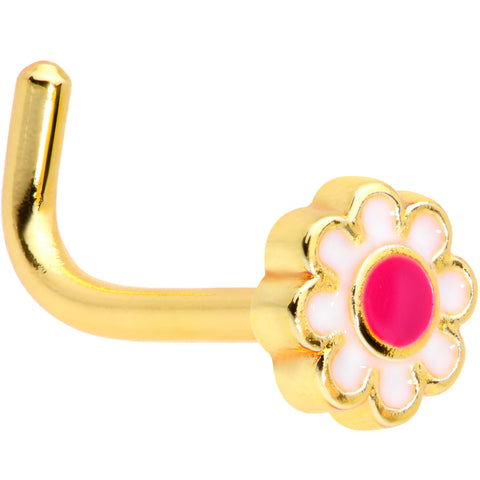 18G 5/16 Gold Tone Spring Flower L Shaped Nose Ring