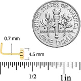 22G 1/4 Gold Tone Spring Flower L Shaped Nose Ring