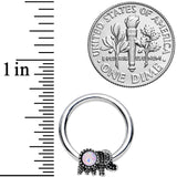 14G 1/2 White Faux Opal Elephant BCR Captive Nipple Ring Set