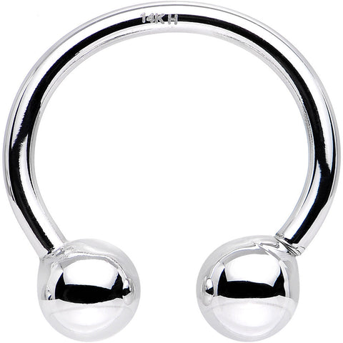 14G 1/2 Solid 14K White Gold Horseshoe Circular Barbell